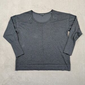 Tint & Shadow Minimalist Scoop Neck Sweater XL Grey Lightweight Knit Oversized